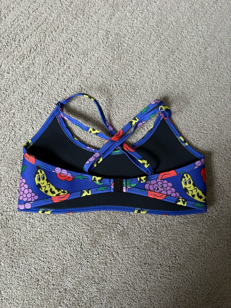 Hoaka X Pony Bright Blue Fruit-Print Crisscross Bikini Top — image 2 of 3